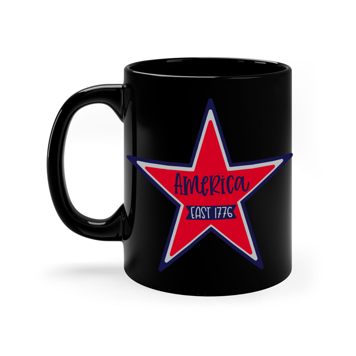 America East Style 144# Mug featuring a glossy finish with a colored handle and interior, available in multiple colors.